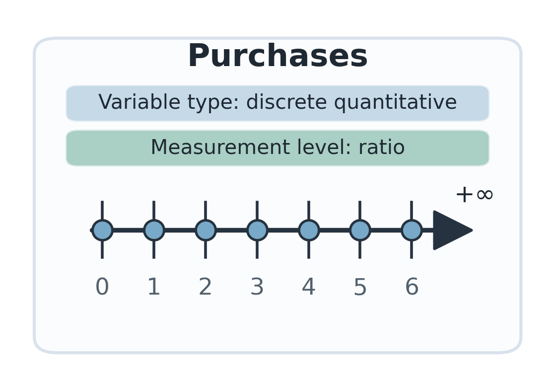 Visual classification of Purchases as a discrete quantitative ratio variable.